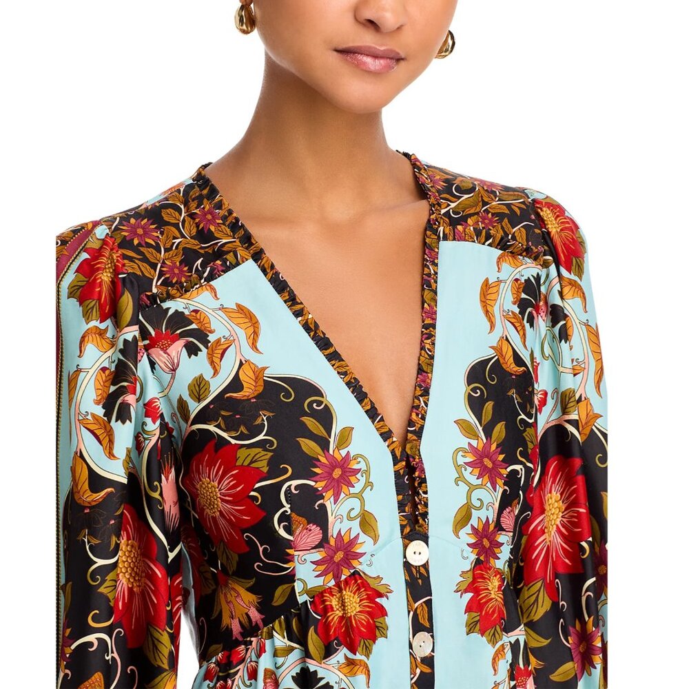 FARM Rio Flowing Beauty Mini Dress, Light Blue/Black/Red, NWT π§π· - Picture 6 of 16